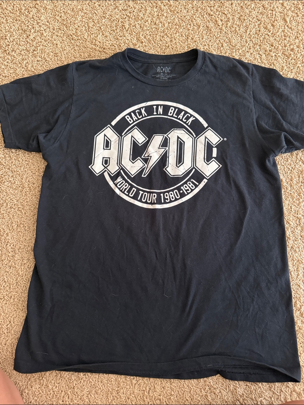 AC/DC Black Short-Sleeve Tee with White Band Logo